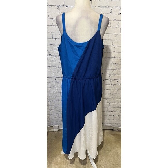 Lane Bryant Blue And White Color Block Sleevless Maxi Dress Size 18 - Picture 4 of 7